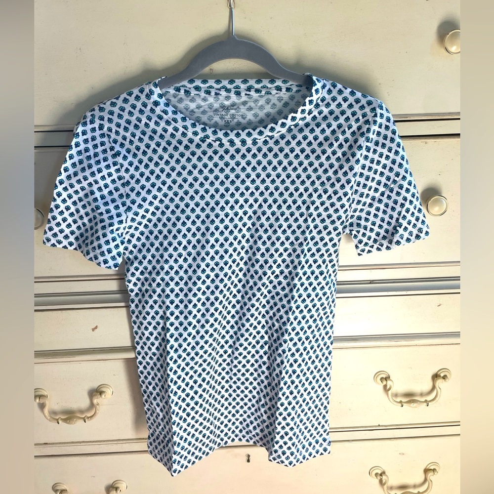 NWT JCrew vintage cotton tshirt in multi blue print